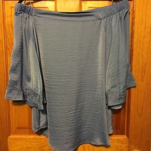 Light Blue Off the Shoulder Blouse